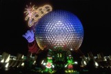 Epcot Ball with Y2K sign at the top